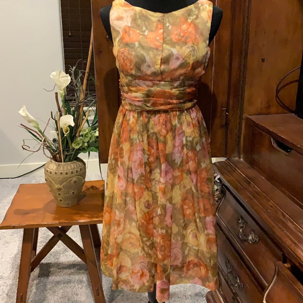 Vintage 1950s Lined Sheer Sleeveless Dress